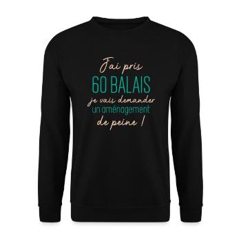 60 ans anniversaire - Sweat-shirt Unisexe - noir - Devant - Alina (178cm) & Michal (187cm)