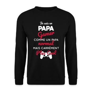 Gamer - papa gamer carrément plus cool - Sweat-shirt Unisexe - noir - Devant - Alina (178cm) & Michal (187cm)