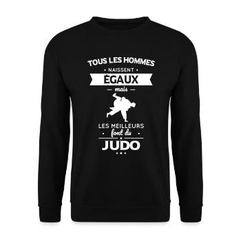 Hommes égaux les meilleurs font du judo - Sweat-shirt Unisexe - noir - Devant - Alina (178cm) & Michal (187cm)