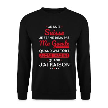 Je suis Suisse - Je ferme pas ma gueule - Sweat-shirt Unisexe - noir - Devant - Alina (178cm) & Michal (187cm)
