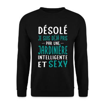 Désolé déjà pris par une jardinière sexy - Sweat-shirt Unisexe - noir - Devant - Alina (178cm) & Michal (187cm)