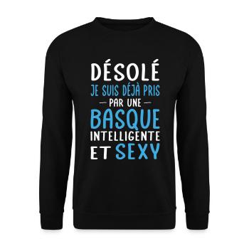 Désolé déjà pris par une Basque sexy - Sweat-shirt Unisexe - noir - Devant - Alina (178cm) & Michal (187cm)