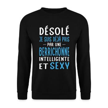 Désolé déjà pris par une Berrichonne sexy - Sweat-shirt Unisexe - noir - Devant - Alina (178cm) & Michal (187cm)