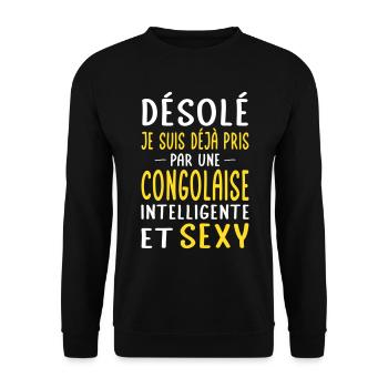 Désolé déjà pris par une Congolaise sexy - Sweat-shirt Unisexe - noir - Devant - Alina (178cm) & Michal (187cm)