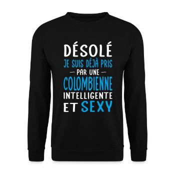 Désolé déjà pris par une Colombienne sexy - Sweat-shirt Unisexe - noir - Devant - Alina (178cm) & Michal (187cm)