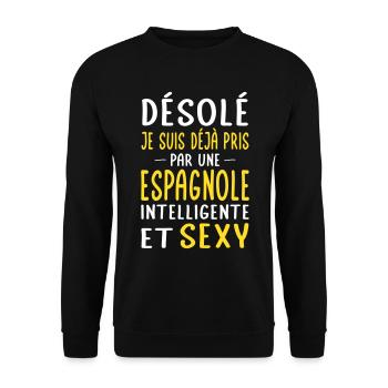 Désolé déjà pris par une Espagnole sexy - Sweat-shirt Unisexe - noir - Devant - Alina (178cm) & Michal (187cm)