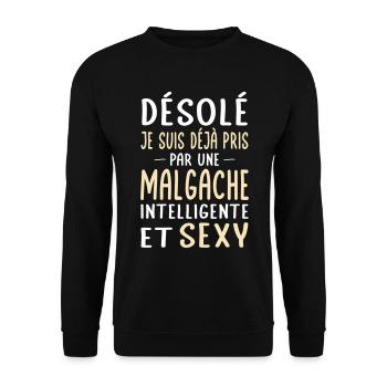 Désolé déjà pris par une Malgache sexy - Sweat-shirt Unisexe - noir - Devant - Alina (178cm) & Michal (187cm)