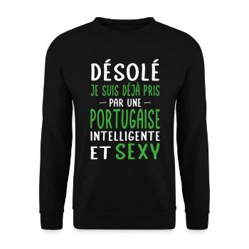 Désolé déjà pris par une Portugaise sexy - Sweat-shirt Unisexe - noir - Devant - Alina (178cm) & Michal (187cm)