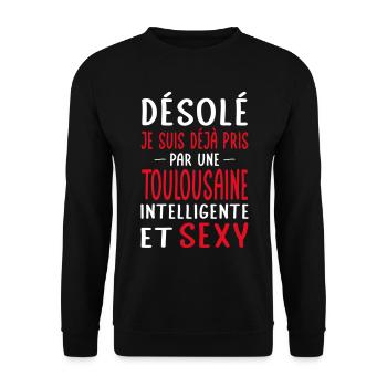 Désolé déjà pris par une Toulousaine sexy - Sweat-shirt Unisexe - noir - Devant - Alina (178cm) & Michal (187cm)