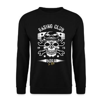 Renn Club geboren um zu Fahren - Unisex Pullover - Schwarz - Vorne - Alina (178cm) & Michal (187cm)