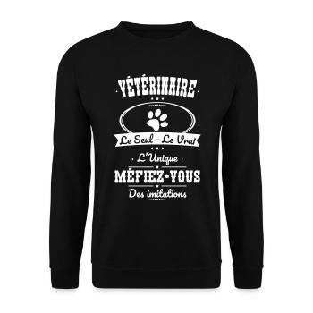 Vétérinaire - Le Seul - Le Vrai - L'Unique - Sweat-shirt Unisexe - noir - Devant - Alina (178cm) & Michal (187cm)