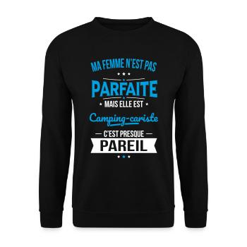 Ma femme pas parfaite mais est camping-cariste - Sweat-shirt Unisexe - noir - Devant - Alina (178cm) & Michal (187cm)