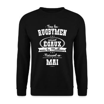 Rugbymen égaux meilleurs naissent en Mai - Sweat-shirt Unisexe - noir - Devant - Alina (178cm) & Michal (187cm)