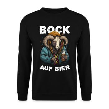 Bock auf Bier Spruch Ziege JGA Party Durst Trinken - Unisex Pullover - Schwarz - Vorne - Alina (178cm) & Michal (187cm)