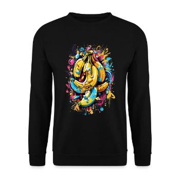 Graffiti Bananes - Sweat-shirt Unisexe - noir - Devant - Alina (178cm) & Michal (187cm)