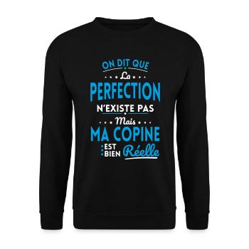 La Perfection n'existe pas Ma Copine est Réelle - Sweat-shirt Unisexe - noir - Devant - Alina (178cm) & Michal (187cm)