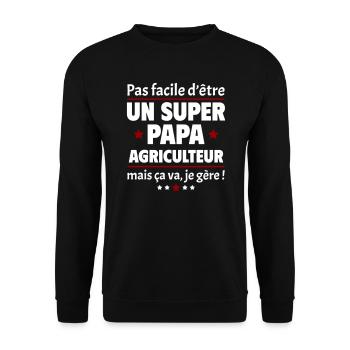 Pas facile super papa agriculteur, fête des pères - Sweat-shirt Unisexe - noir - Devant - Alina (178cm) & Michal (187cm)