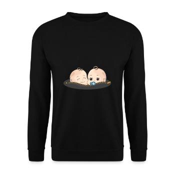 Twins Baby Pacifier Gift Baby Belly - Unisex Sweatshirt - black - Front - Alina (178cm) & Michal (187cm)