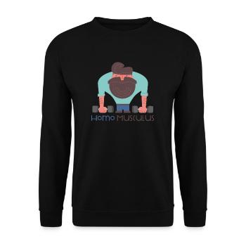Homo Musculus Hipster Fitness Muskel Mann Training - Unisex Pullover - Schwarz - Vorne - Alina (178cm) & Michal (187cm)