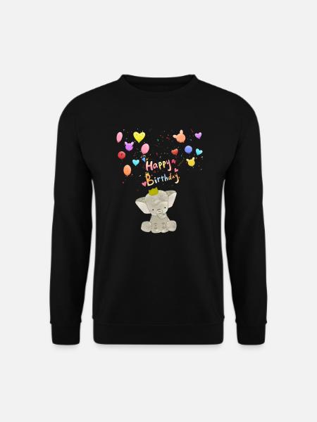Baby Elefant Geburtstag Happy Birthday - Unisex Pullover - Schwarz