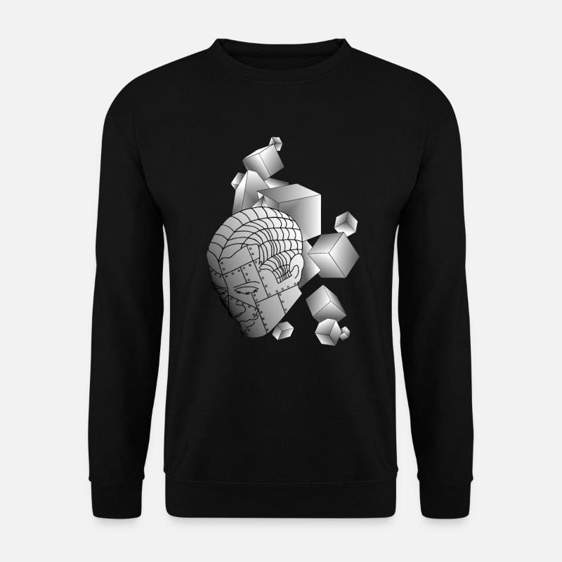 Roboter mit Würfel hellgrau - Unisex Pullover - Schwarz