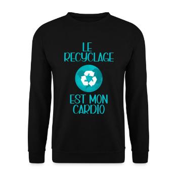 Le Recyclage Est Mon Cardio Idée Cadeau Ecolos - Sweat-shirt Unisexe - noir - Devant - Alina (178cm) & Michal (187cm)