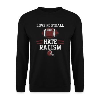 Love Football Hate Racism - Unisex Pullover - Schwarz - Vorne - Alina (178cm) & Michal (187cm)
