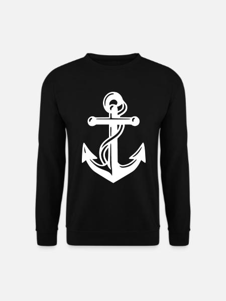 Schiff Anker in Weiss mit Seil Meer See Ozean - Unisex Pullover - Schwarz