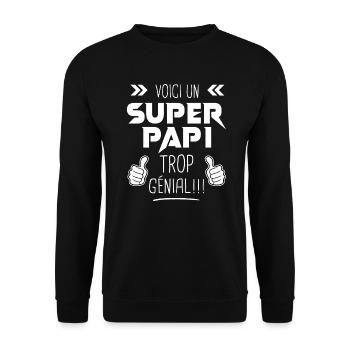 Super Papi meilleur papy cadeau grand père - Sweat-shirt Unisexe - noir - Devant - Alina (178cm) & Michal (187cm)
