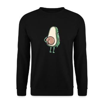 Lustiges Avocado-Hintern-Kleid - niedliches veganes Geschenk - Unisex Pullover - Schwarz - Vorne - Alina (178cm) & Michal (187cm)