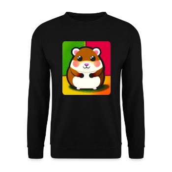 Niedlicher süßer dicker Hamster - Unisex Pullover - Schwarz - Vorne - Alina (178cm) & Michal (187cm)