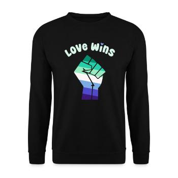 Love Wins Gay Pride Faustdesign für Equality - Unisex Pullover - Schwarz - Vorne - Alina (178cm) & Michal (187cm)