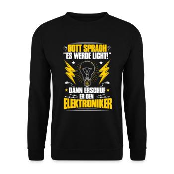 Elektroniker Elektriker Elektrotechniker Geschenk - Unisex Pullover - Schwarz - Vorne - Alina (178cm) & Michal (187cm)