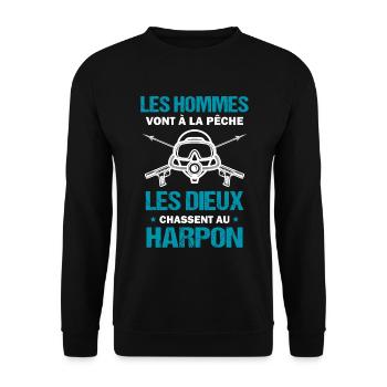 Chasse au harpon / Pêche humour cadeau drôle - Sweat-shirt Unisexe - noir - Devant - Alina (178cm) & Michal (187cm)