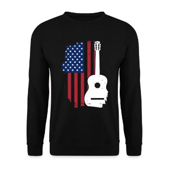 USA Flagge Gitarre - Unisex Pullover - Schwarz - Vorne - Alina (178cm) & Michal (187cm)