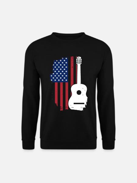 USA Flagge Gitarre - Unisex Pullover - Schwarz