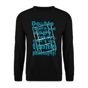 Doppelfehler und einfache Lacher Tennis Fun witzig - Unisex Pullover - Schwarz - Vorne - Alina (178cm) & Michal (187cm)