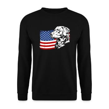 Chesapeake Bay Retriever Drapeau de l’Amérique des États-Unis Wilsigns - Sweat-shirt Unisexe - noir - Devant - Alina (178cm) & Michal (187cm)