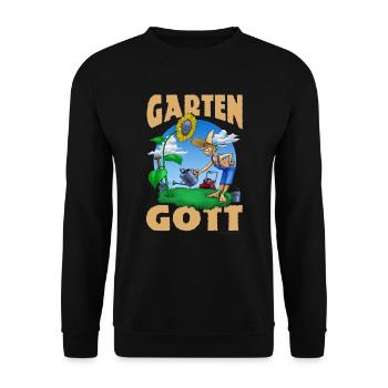 Das TShirt für den Gartengott in Farbe - RAHMENLOS - Unisex Pullover - Schwarz - Vorne - Alina (178cm) & Michal (187cm)