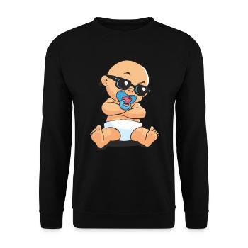 CD - Baby Gangsta mit Sonnenbrille und Schnuller - - Unisex Pullover - Schwarz - Vorne - Alina (178cm) & Michal (187cm)