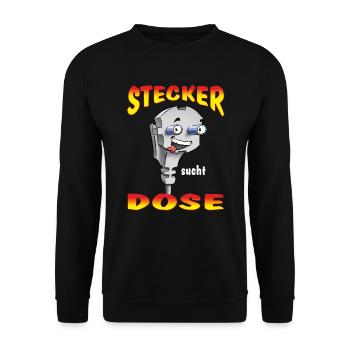 FD - Stecker sucht Dose - Elektriker Sex Fun - Unisex Pullover - Schwarz - Vorne - Alina (178cm) & Michal (187cm)