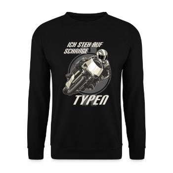 MD - Ich steh auf Schräge Typen - Supersport - Unisex Pullover - Schwarz - Vorne - Alina (178cm) & Michal (187cm)