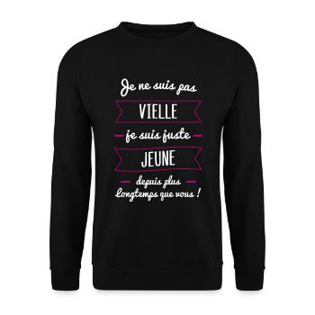 vieille jeune | cadeau marrant femme âgée - Sweat-shirt Unisexe - noir - Devant - Alina (178cm) & Michal (187cm)