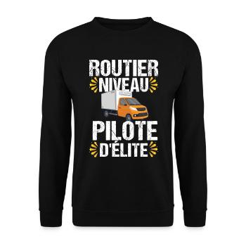 Routier élite camion cadeau chauffeur routier - Sweat-shirt Unisexe - noir - Devant - Alina (178cm) & Michal (187cm)