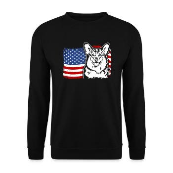 Corgi US Amérique Drapeau Chiens Chien Wilsigns - Sweat-shirt Unisexe - noir - Devant - Alina (178cm) & Michal (187cm)