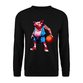 Schwein Basketball - Unisex Pullover - Schwarz - Vorne - Alina (178cm) & Michal (187cm)
