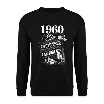 1960 Geburtsjahr Geburtstag Jahrgang - Unisex Pullover - Schwarz - Vorne - Alina (178cm) & Michal (187cm)