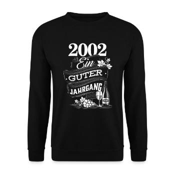 2002 Geburtsjahr Geburtstag Jahrgang - Unisex Pullover - Schwarz - Vorne - Alina (178cm) & Michal (187cm)