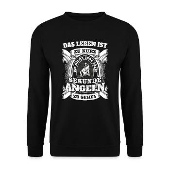 Jede freie Sekunde angeln gehen - Unisex Pullover - Schwarz - Vorne - Alina (178cm) & Michal (187cm)