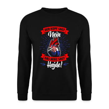 CROATIAN | HEART SAYS HADJE - Unisex Sweatshirt - black - Front - Alina (178cm) & Michal (187cm)